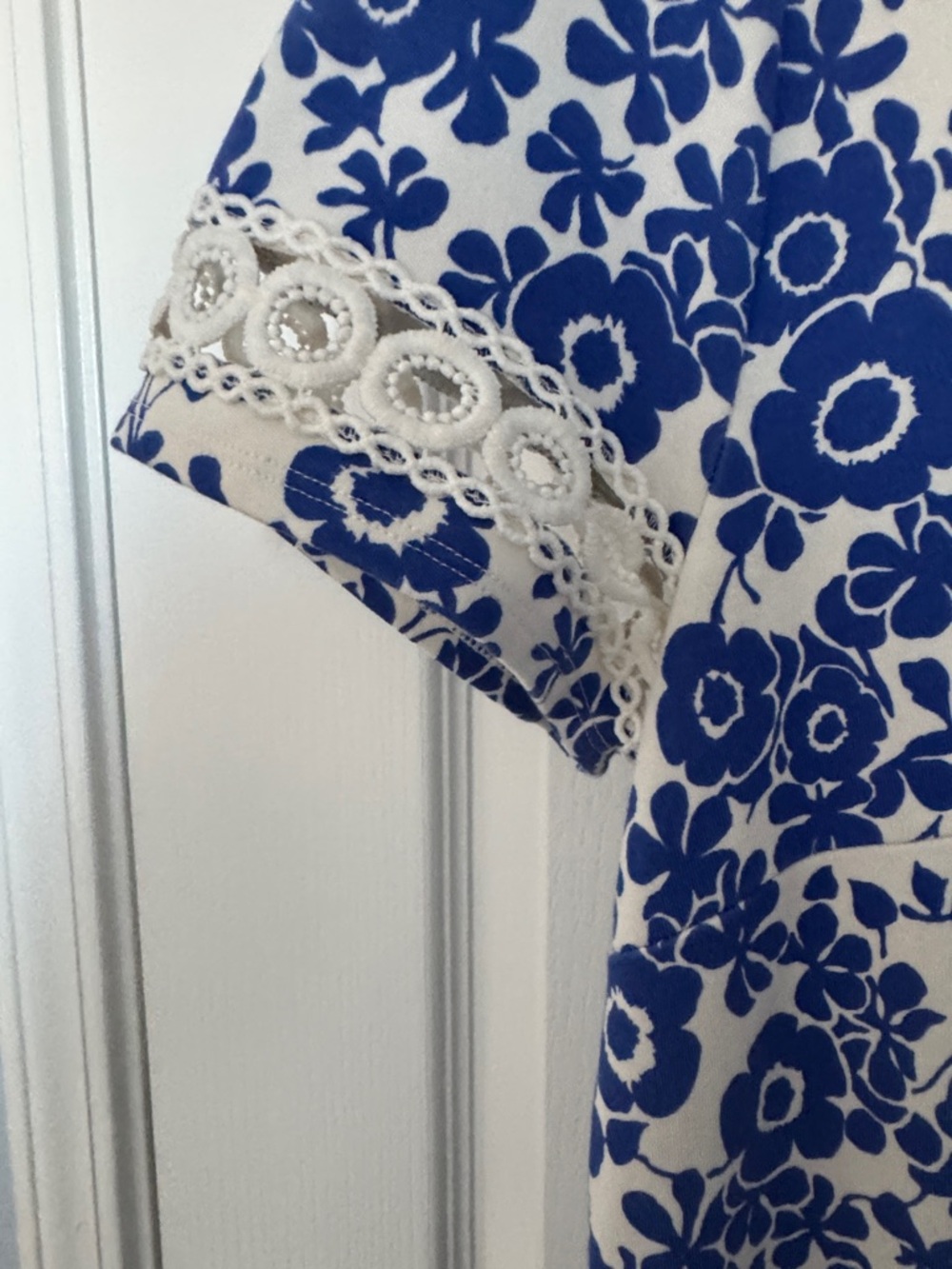 Talbots Blue and White Floral Fit & Flare Mini Dress - Picture 3 of 3